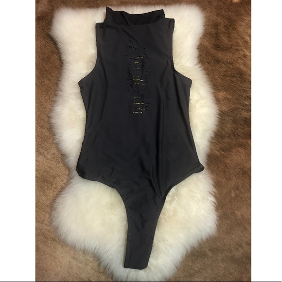 NEW! Gold Zipper Bodysuit - Picture 2 of 3